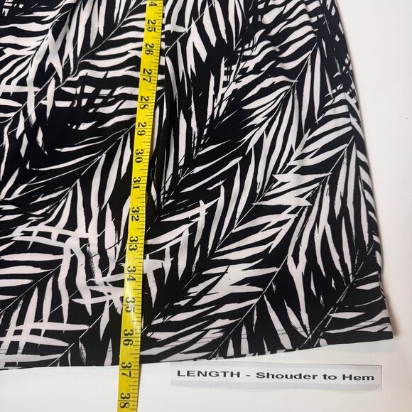 Ralph Lauren Joss Abstract Leaf Print Black White Midi Jersey Knit Dress Size 8 - Picture 8 of 9